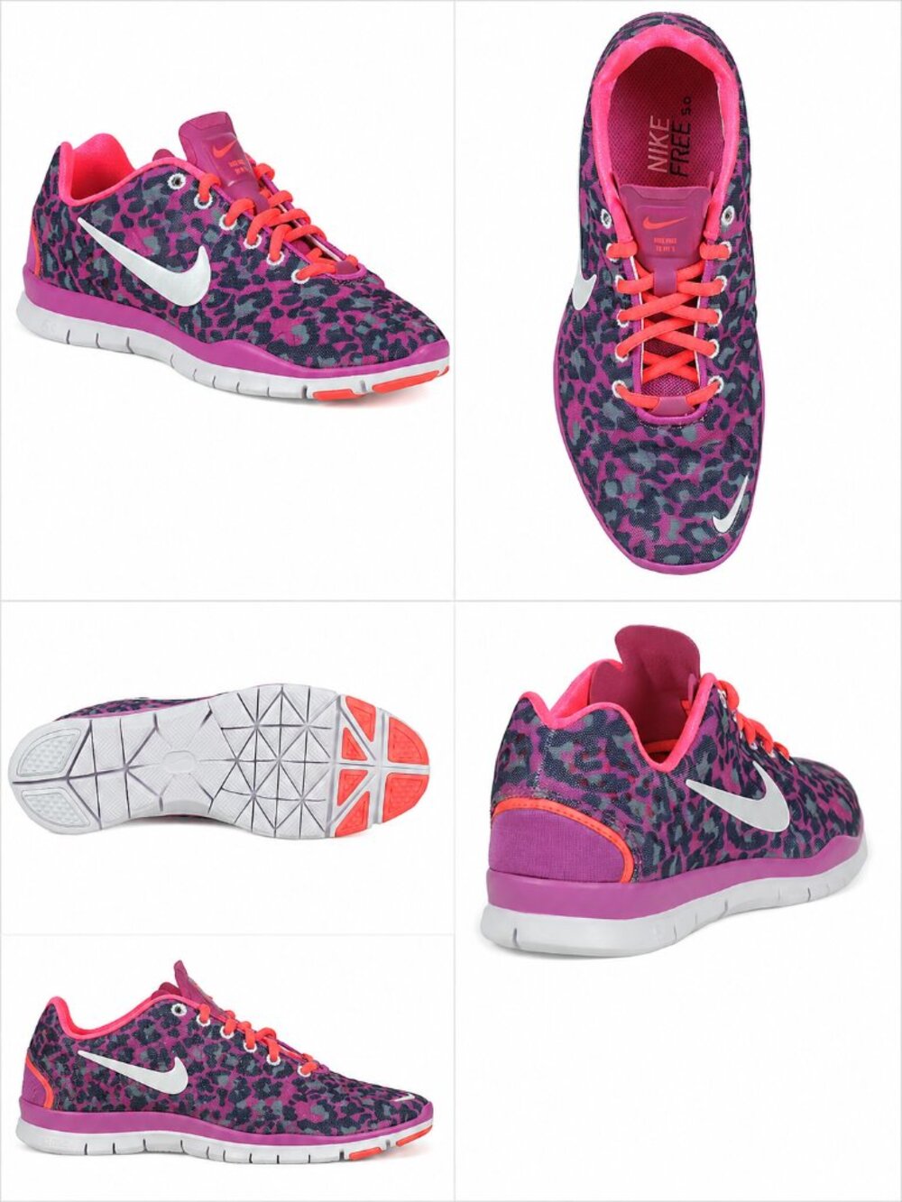 NIKE Free TR Fit 3 Leopard Print Training Shoes Runners Pink Purple Women's US 7